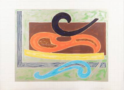 Frank Stella - Eskimo Curfew: Artist: Frank StellaTitle: Eskimo CurfewYear: 1977Dimensions: 32 3/4in. by 44 3/4in.Edition: From the rare limited PPI editionSuite: Exotic Bird SeriesMedium: Original color lithograph on