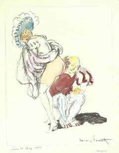 Louis Icart - Original Watercolor: Artist: Louis Icart Title: Original Watercolor Year: 1936 Dimensions: 9.5in. by 7.5in. Edition: A unique original work of art Suite: Gargantua et Pantagruel