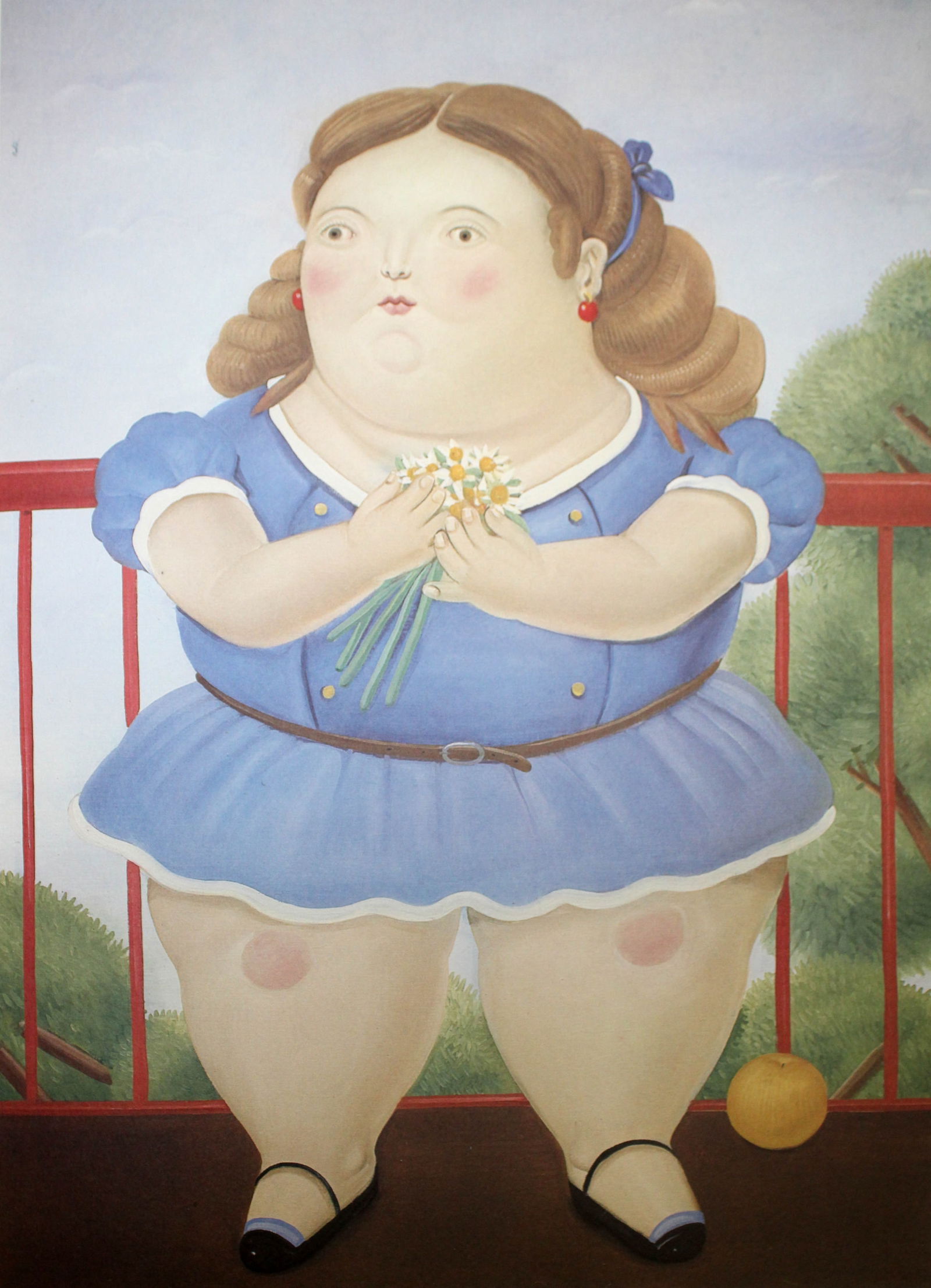 Fernando Botero - Girl on a Balcony: Artist: Fernando Botero Title: Girl on a Balcony Year: 1983 Dimensions: 16in. by 12in. Edition: From the limited edition of 200 Publisher: Harry N. Abrams Inc. New York