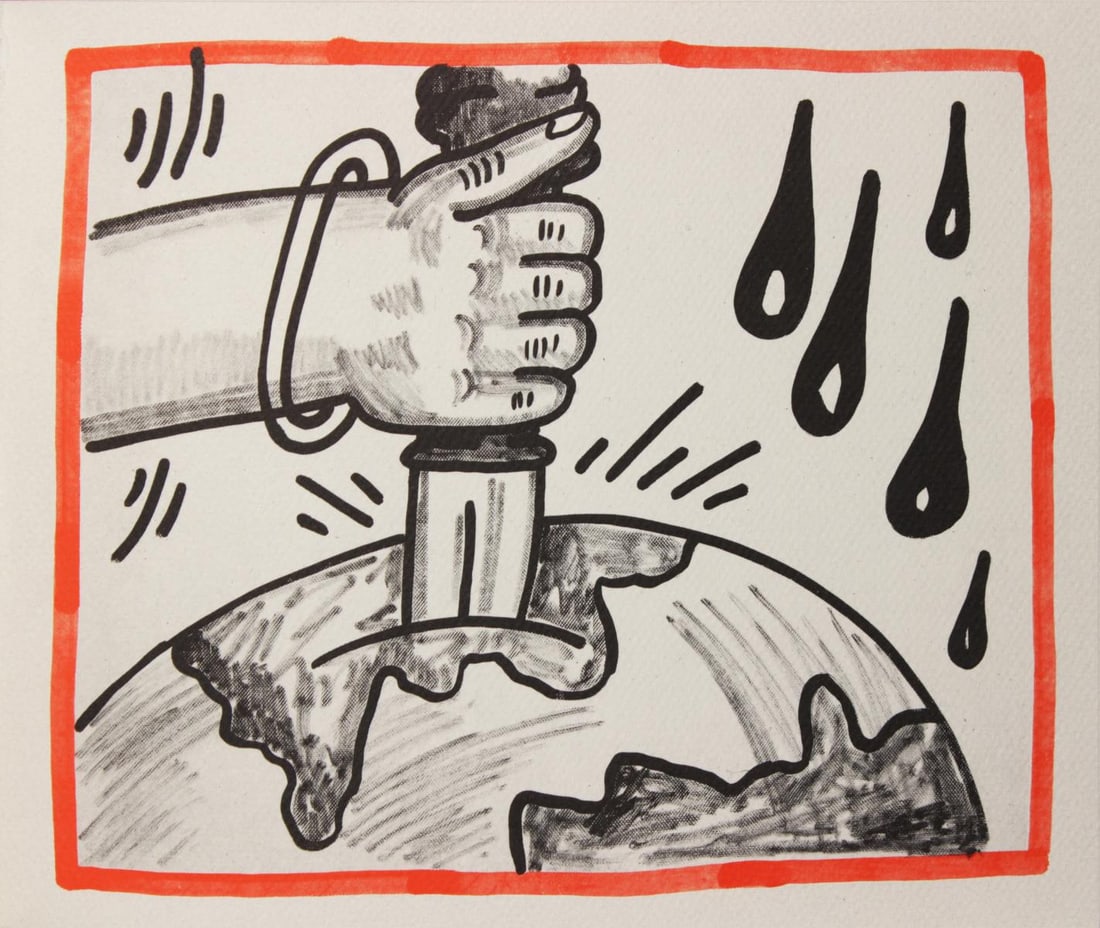 Keith Haring - Untitled: Artist: Keith Haring Title: Untitled Year: 1990 Dimensions: 8.75in. by 10.25in. Edition: From the rare limited edition of 500 Publisher: Bebert Publishing House Su