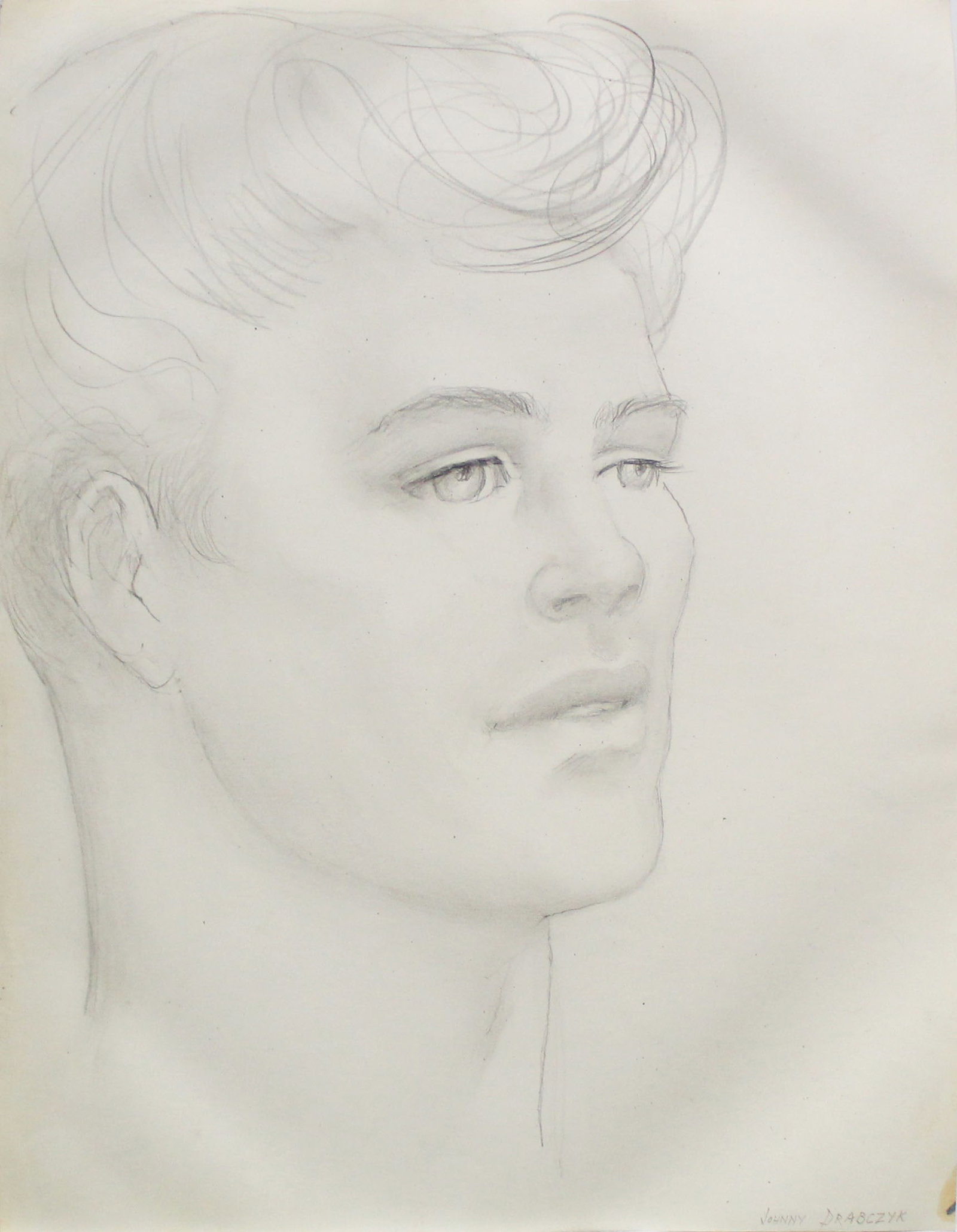 Emlen Etting - Johnny Drabczyk: Artist: Emlen Etting Title: Johnny Drabczyk Dimensions: 9 3/4in. by 12 5/8in. Edition: Unique One of a Kind Artwork Suite: Heads of Boys Medium: Original Pencil