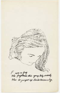 Andy Warhol - Letter F: Artist: Andy WarholTitle: Untitled 21Year: 1953Dimensions: 9.5in. by 6in.Edition: From the rare limited edition of approx. 100Publisher: Andy Warhol New YorkSuite: A is an AlphabetMedium: Original