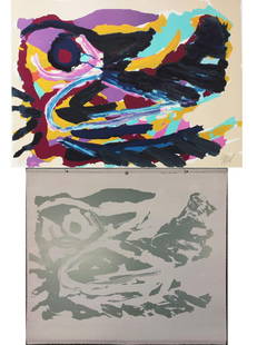 Karel Appel - Nesting Bird with Original Plates IIII: Artist: Karel AppelTitle: Nesting Bird with Original Plates IIIIYear: 1978Dimensions: 21 1/2in. by 29in.Edition: From the Rare Limited Edition of 160Medium: Original Lithograph in Colors/ Original