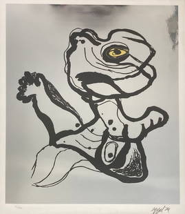 Karel Appel - The Woman with Golden Eye: Artist: Karel Appel Title: The Woman with Golden EyeYear: 1974Dimensions: 26in. by 19.25in.Edition: From the rare limited edition of 120Suite: Happy MeetingMedium: Original Lithograph in black on