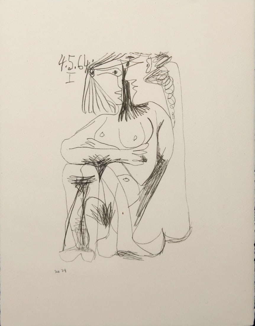 Pablo Picasso - Untitled (4.5.64 I): Artist: Pablo Picasso Title: Untitled (4.5.64 I) Year: 1970 Dimensions: 13in. by 10in. Edition: From the rare limited edition Publisher: Harry N. Abrams Inc New