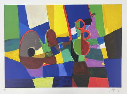 Marcel Mouly - Guitar Sur La Table: Artist: Marcel Mouly Title: Guitar Sur La Table Dimensions: 21in. by 15 1/2in. Edition: From the rare limited HC edition Publisher: Jacques Boulan Medium: Origi