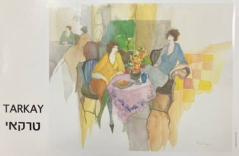 Itzchak Tarkay - At the Cafe: Artist: Itzchak Tarkay Title: At the Cafe Dimensions: 12in. by 18in. Edition: From the Rare Limited Edition Medium: Serigraph in Colors on Paper Condition: Exce