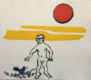 Alexander Calder - Untitled (Man and Bird): Artist: Alexander CalderTitle: Untitled (Man and Bird)Year: 1976Dimensions: 16 1/4in. by 17 3/4in.Edition: From the Rare Limited Edition of 200Publisher: MaeghtSuite: Le Sacrilege d'Alan KentMedium: