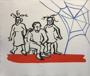 Alexander Calder - Untitled (Three Figures with Web): Artist: Alexander Calder Title: Untitled (Three Figures with Web) Year: 1976 Dimensions: 16 1/4in. by 17 3/4in. Edition: From the Rare Limited Edition of 200 Publis