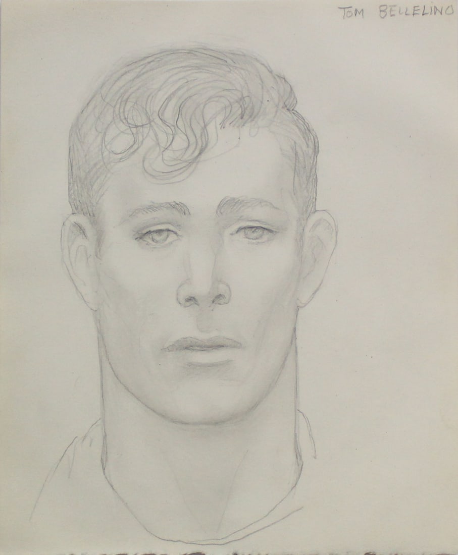Emlen Etting - Tom Bellelino: Artist: Emlen Etting Title: Tom Bellelino Dimensions: 8in. by 9 3/4in. Edition: Unique One of a Kind Artwork Suite: Heads of Boys Medium: Original Pencil on Pap
