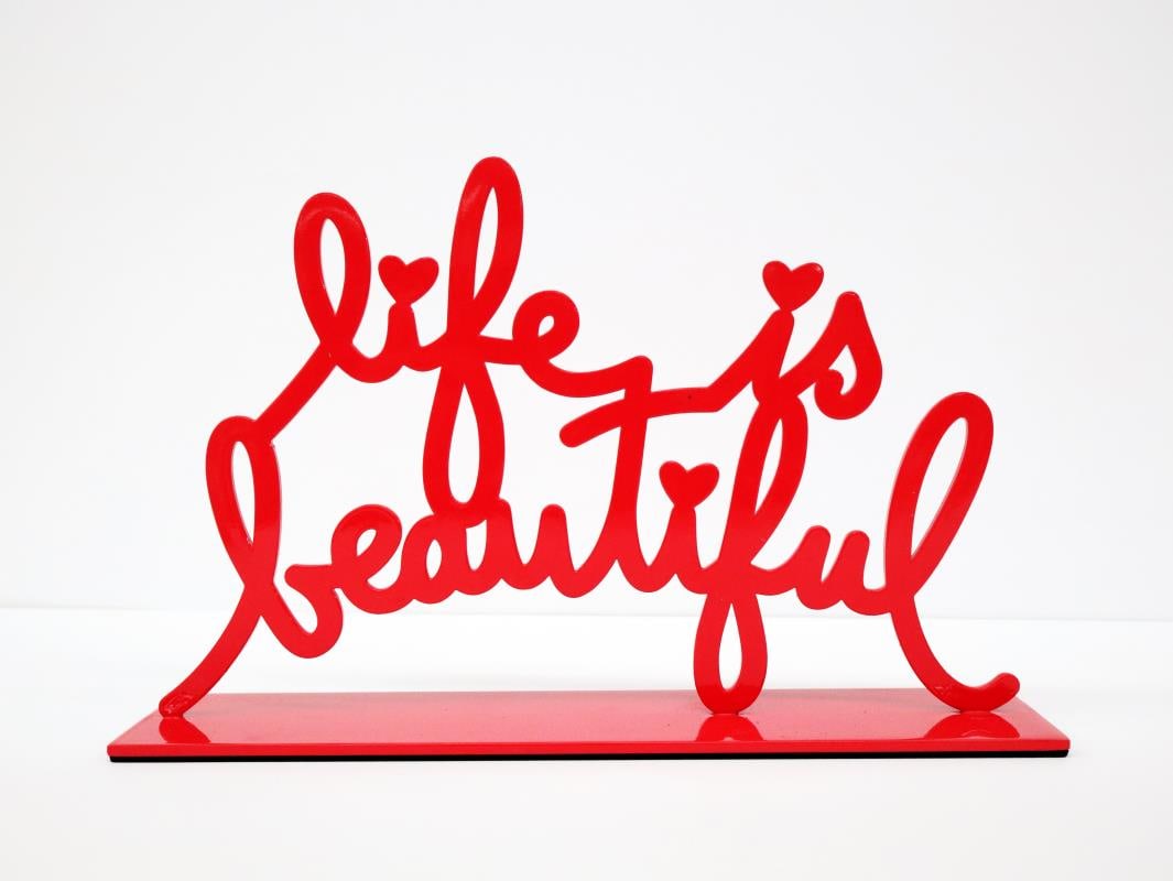 Mr. Brainwash - Life is Beautiful III (RED): Artist: Mr. Brainwash Title: Life is Beautiful III (RED) Year: 2022 Dimensions: 6 3/4in. by 10 3/8in. Edition: From the Rare Limited Edition of 50 Medium: Paint