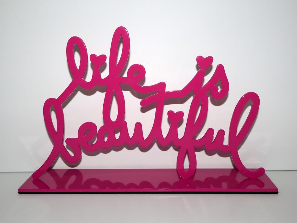 Mr. Brainwash - Life is Beautiful III (PINK): Artist: Mr. Brainwash Title: Life is Beautiful III (PINK) Year: 2022 Dimensions: 6 3/4in. by 10 3/8in. Edition: From the Rare Limited Edition of 50 Medium: Pain