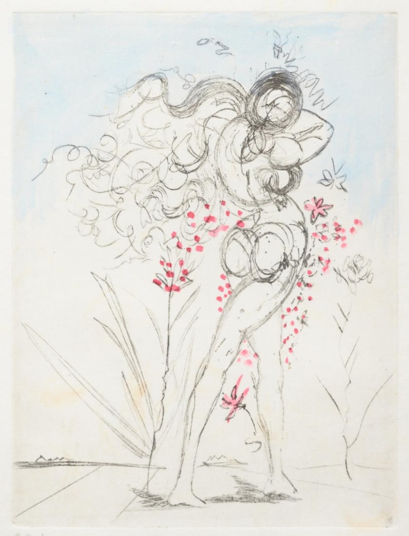 Salvador Dali - Petites Nus V: Artist: Salvador Dali Title: Petites Nus V Year: 1967 Dimensions: 7in. by 3 1/2in. Edition: From the rare limited edition of 95 Suite: Apollonaire Me