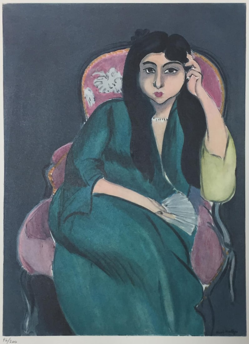 Henri Matisse - Laurette in Green in a Pink Chair: Artist: Henri Matisse Title: Laurette in Green in a Pink Chair Year: 1958 Dimensions: 15 3/4in. by 11 3/4in. Edition: From the Rare Limited Edition of 200 Publisher