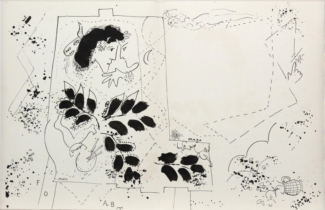 Marc Chagall (After) - Composition: Artist: Marc Chagall (After) Title: Composition Year: 1976 Dimensions: 17 1/2in. by 26in. Edition: From the rare limited edition of 250 Publisher: Fernand Mourlot Paris