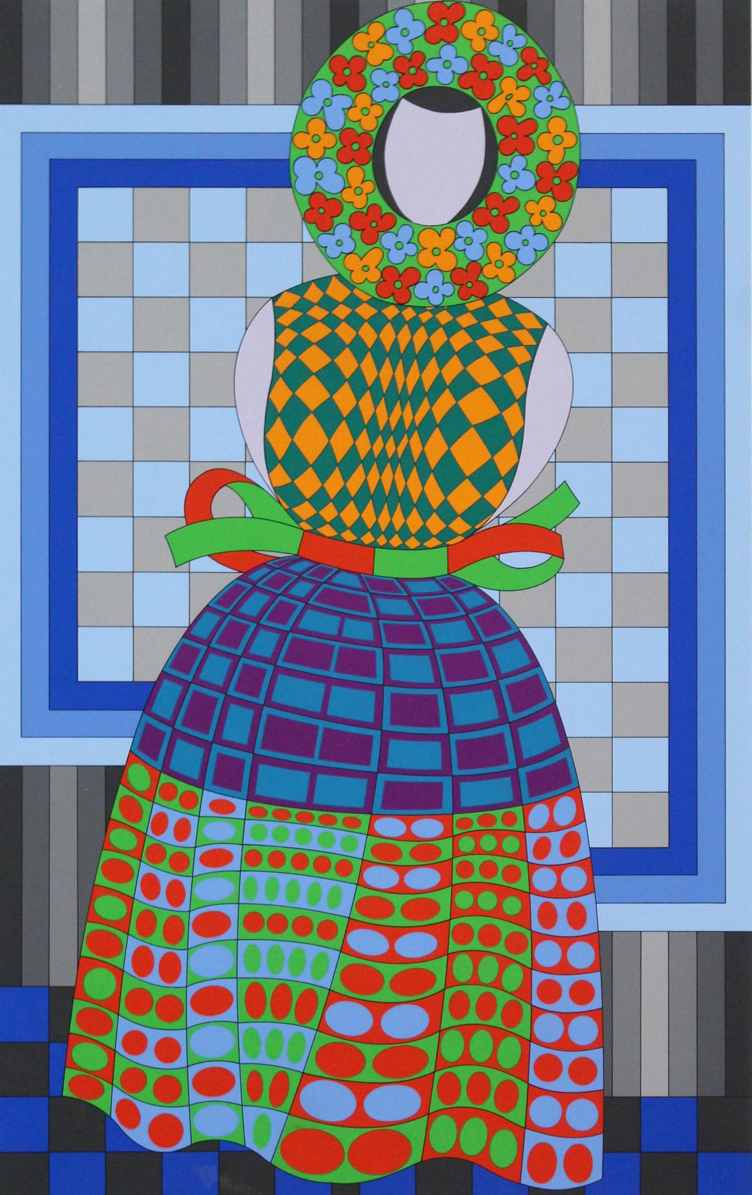 Victor Vasarely - Fille Fleur: Artist: Victor Vasarely Title: Fille Fleur Year: 1980 Dimensions: 26in. by 16in. Edition: From the rare limited edition of 250 Medium: Original serigraph on Pap