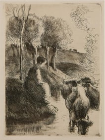 Camille Pissarro - Vachere au Bord de l'Eau (Cowgirl at