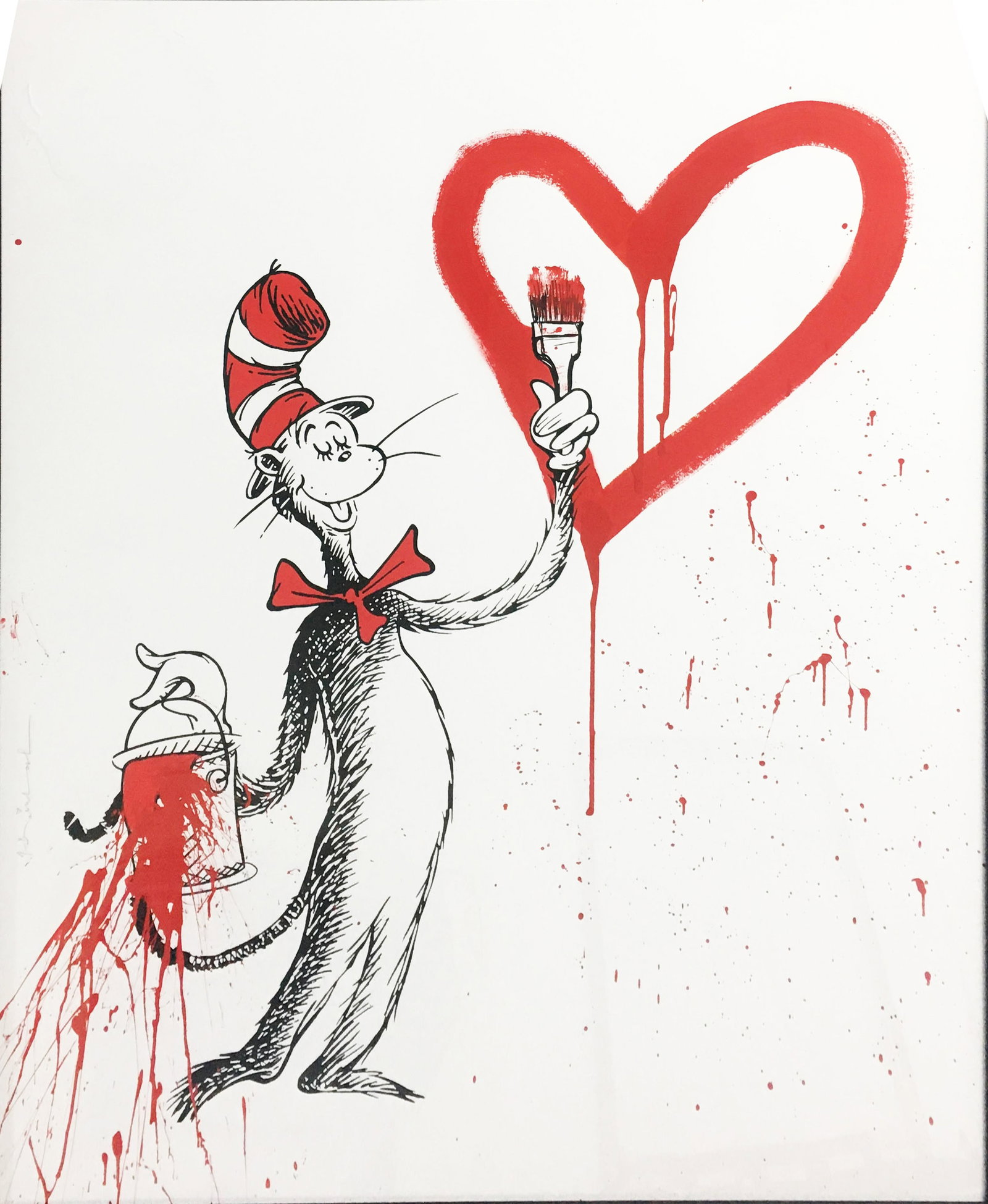 Mr. Brainwash - The Cat And The Heart: Artist: Mr. Brainwash Title: The Cat And The Heart Year: 2020 Dimensions: 64in. by 48in. Edition: Numbered from the rare limited edition of 9 Medium: Original s