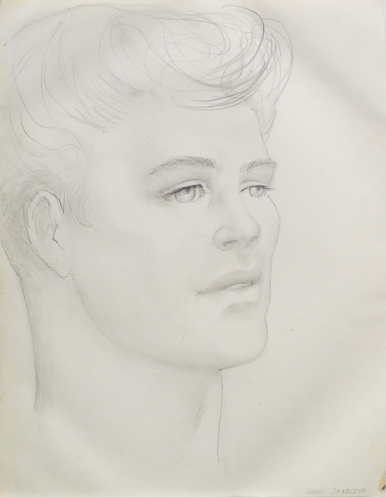 Emlen Etting - Johnny Drabczyk: Artist: Emlen Etting Title: Johnny Drabczyk Dimensions: 9 3/4in. by 12 5/8in. Edition: Unique One of a Kind Artwork Suite: Heads of Boys Medium: Original Pencil