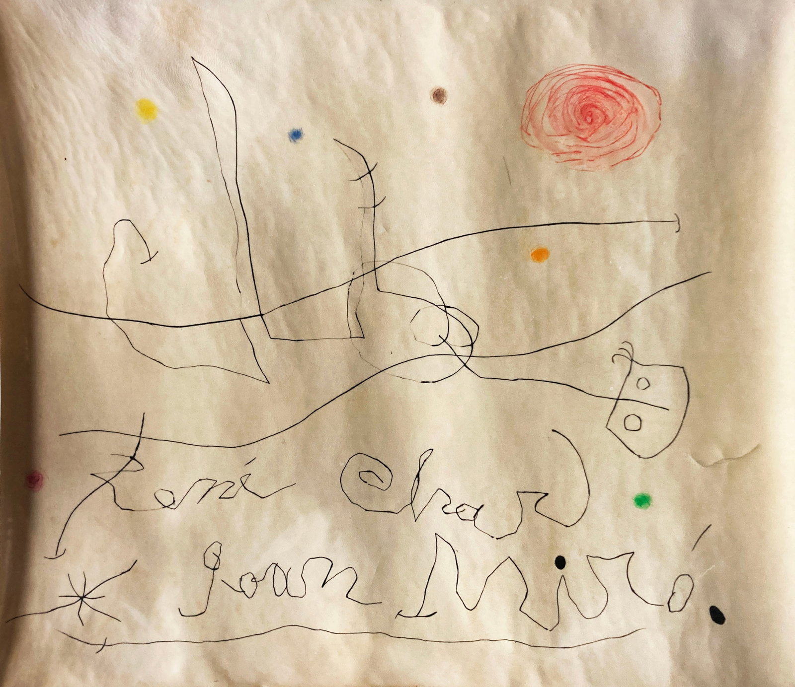 Joan Miro - Rene Char: Flux de l'Aimant Cover: Artist: Joan Miro Title: Rene Char: Flux de l'Aimant Cover Year: 1964 Dimensions: 19 x 23 in. Edition: From the rare limited edition Medium: Drypoint and aquati