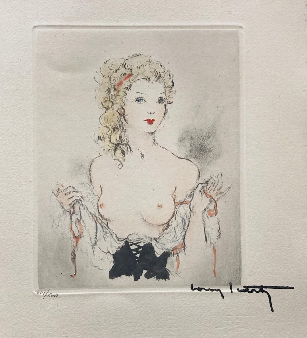 Louis Icart - Original Etching from Felicia ou Mes: Artist: Louis Icart Title: Original Etching from Felicia ou Mes Fredaines Year: 1947 Dimensions: 9in. by 11in. Edition: From the limited edition of 500 Suite: F