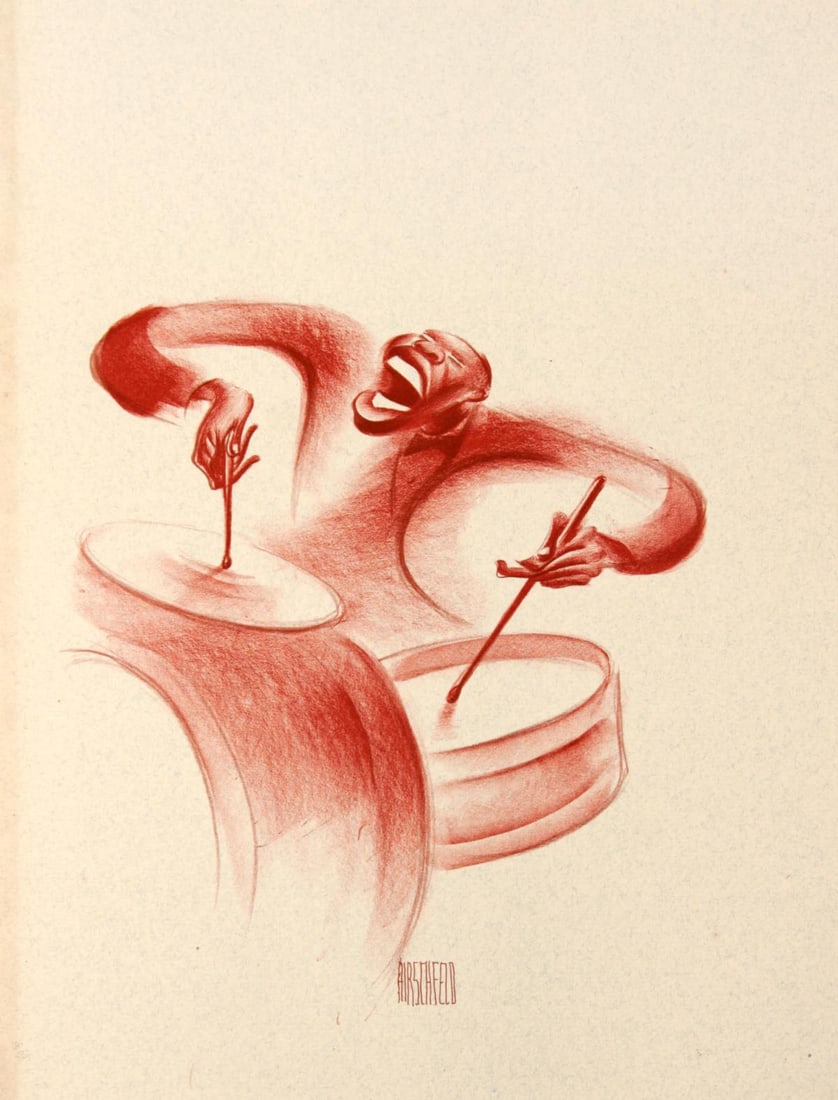 Al Hirschfeld - Solid Sender: Artist: Al Hirschfeld Title: Solid Sender Year: 1941 Dimensions: 12in. by 9.25in. Edition: 752 from the limited edition of 1000 Publisher: Hyperion Press New Yo