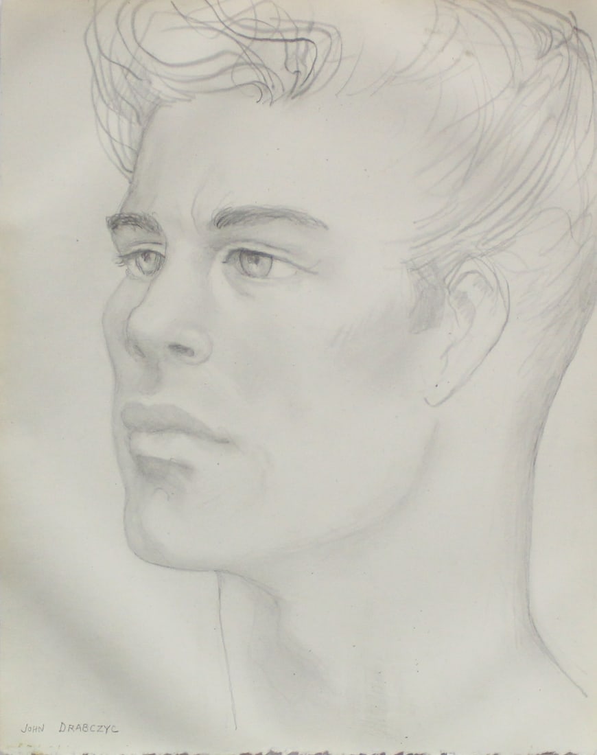 Emlen Etting - Johnny Drabczyc: Artist: Emlen Etting Title: Johnny Drabczyc Dimensions: 10in. by 12 7/8in. Edition: Unique One of a Kind Artwork Suite: Heads of Boys Medium: Original Pencil on
