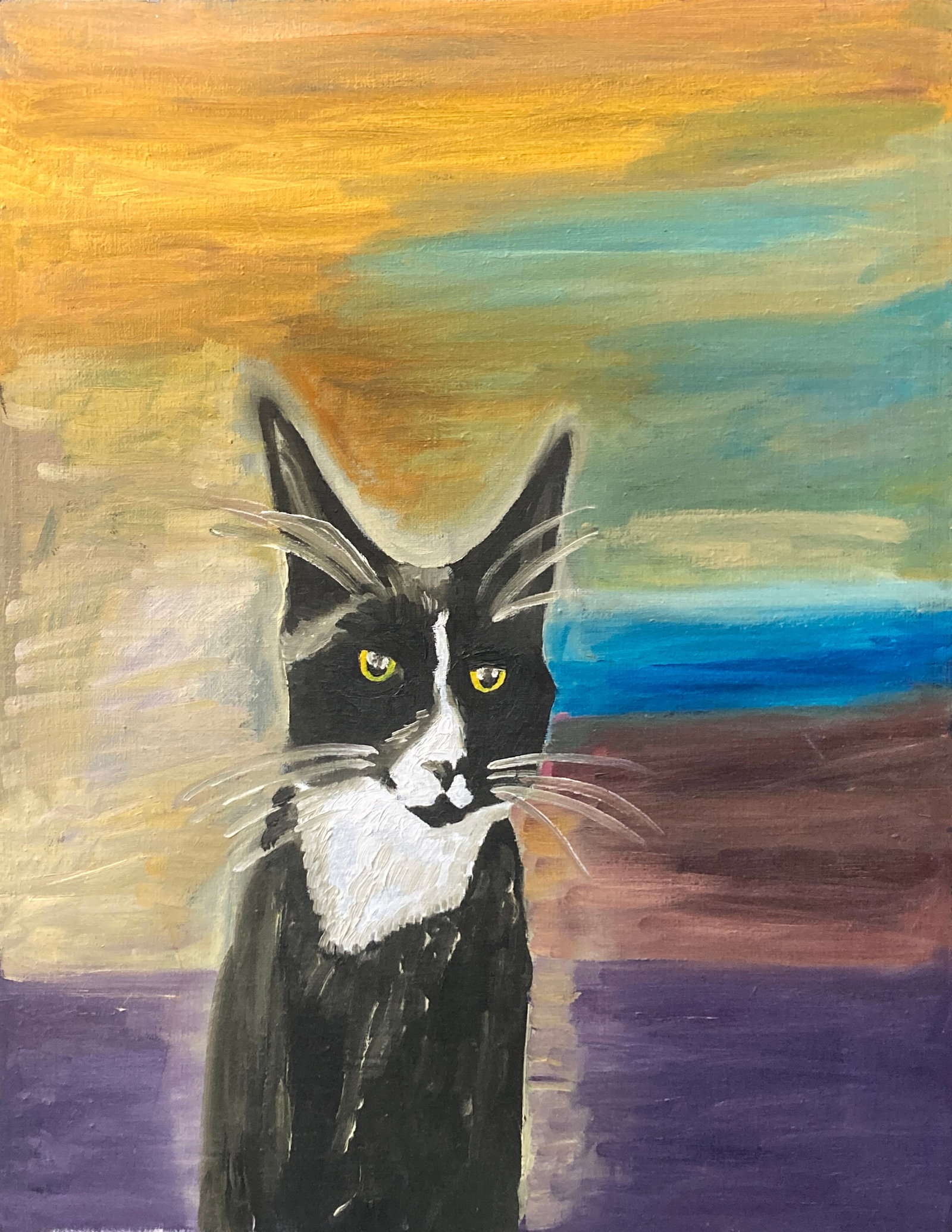 Yevgeniy Kievskiy (Southampton US) - Black and White Cat: Artist: Yevgeniy Kievskiy (Southampton US) Title: Black and White Cat Year: 2015 Dimensions: 16in. by 20in. Edition: Unique original one of a kind artwork Medium:</