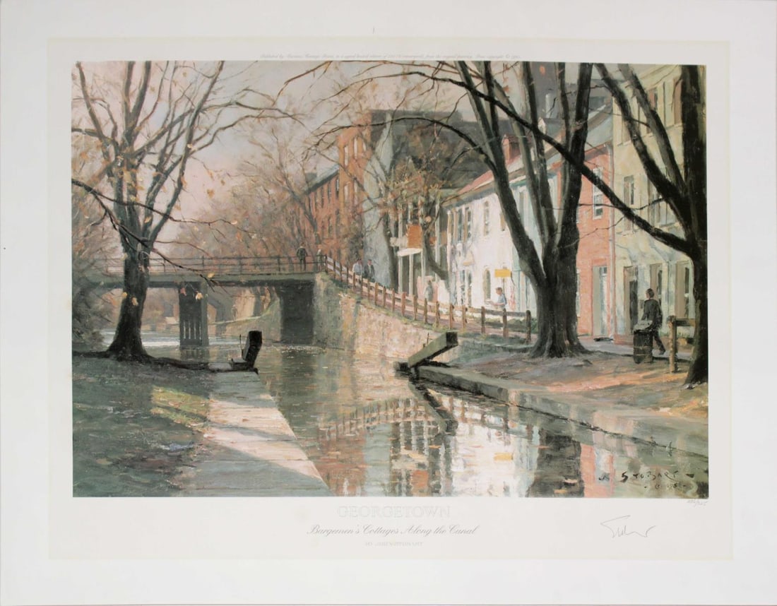 John Stobart - Georgetown: Bargemens Cottages Along the: Artist: John Stobart Title: Georgetown: Bargemens Cottages Along the Canal Dimensions: 19 3/4in. by 13 3/4in. Edition: From the limited edition of 325 Medium: Original lithograph on pap