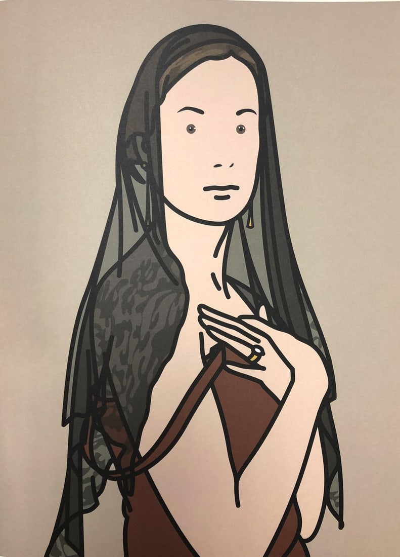 Julian Opie - Anya with veil: Artist: Julian Opie Title: Anya with veil Year: 2005 Dimensions: 15.5in. by 11.5in. Edition: From the limited edition of 250 Publisher: Alan Cristea Gallery