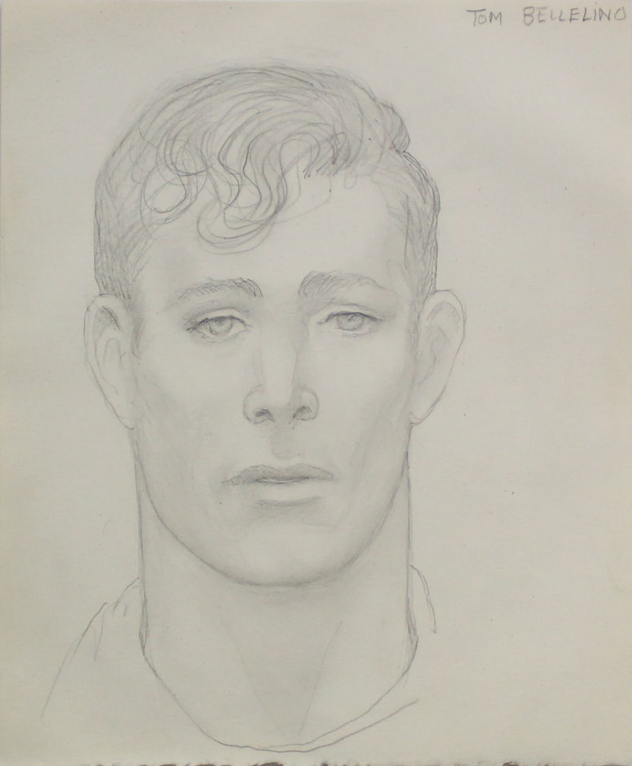 Emlen Etting - Tom Bellelino: Artist: Emlen Etting Title: Tom Bellelino Dimensions: 8in. by 9 3/4in. Edition: Unique One of a Kind Artwork Suite: Heads of Boys Medium: Original Pencil on Pap