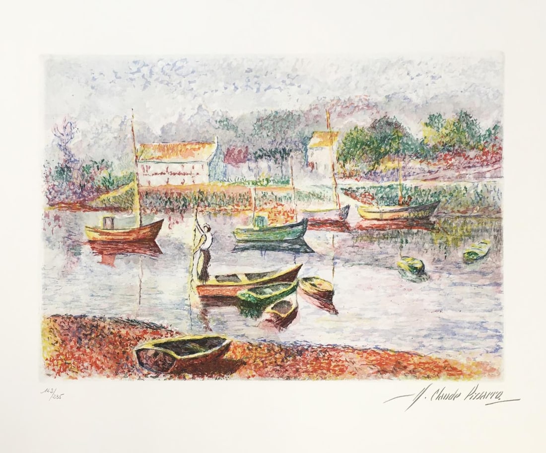 H. Claude Pissarro - L'Embarcadere: Artist: H. Claude Pissarro Title: L'Embarcadere Dimensions: 19"in. by 14"in. Edition: 56 from the rare limited edition of 235 Medium: Original engraving with aquatint on paper