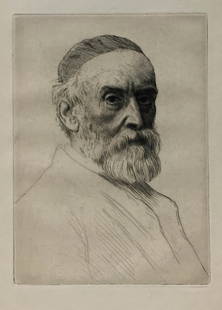 Alphonse Legros - Portrait of George Frederick Watts: Artist: Alphonse Legros Title: Portrait of George Frederick Watts Year: 1883 Dimensions: 9 7/16in. by 12 3/8in. Edition: From the Rare Limited Edition Publisher: