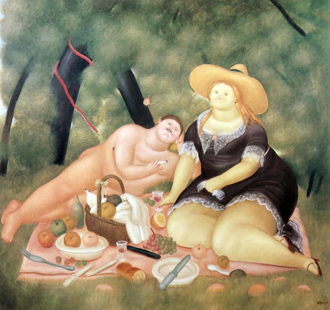 Fernando Botero (after) - Lunch on the Grass: Artist: Fernando Botero (after) Title: Lunch on the Grass Year: 1983 Dimensions: 16in. by 12in. Edition: From the limited edition of 200 Publisher: Harry N. Abr