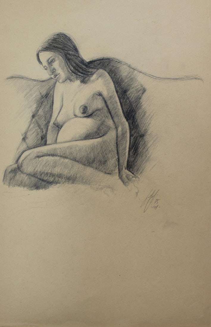 Bo Bartlett - Untitled Figure Study IV: Artist: Bo Bartlett Title: Untitled Figure Study IV Year: 1975 Dimensions: 18in. by 12in. Edition: original work Medium: drawing on paper Condition:<