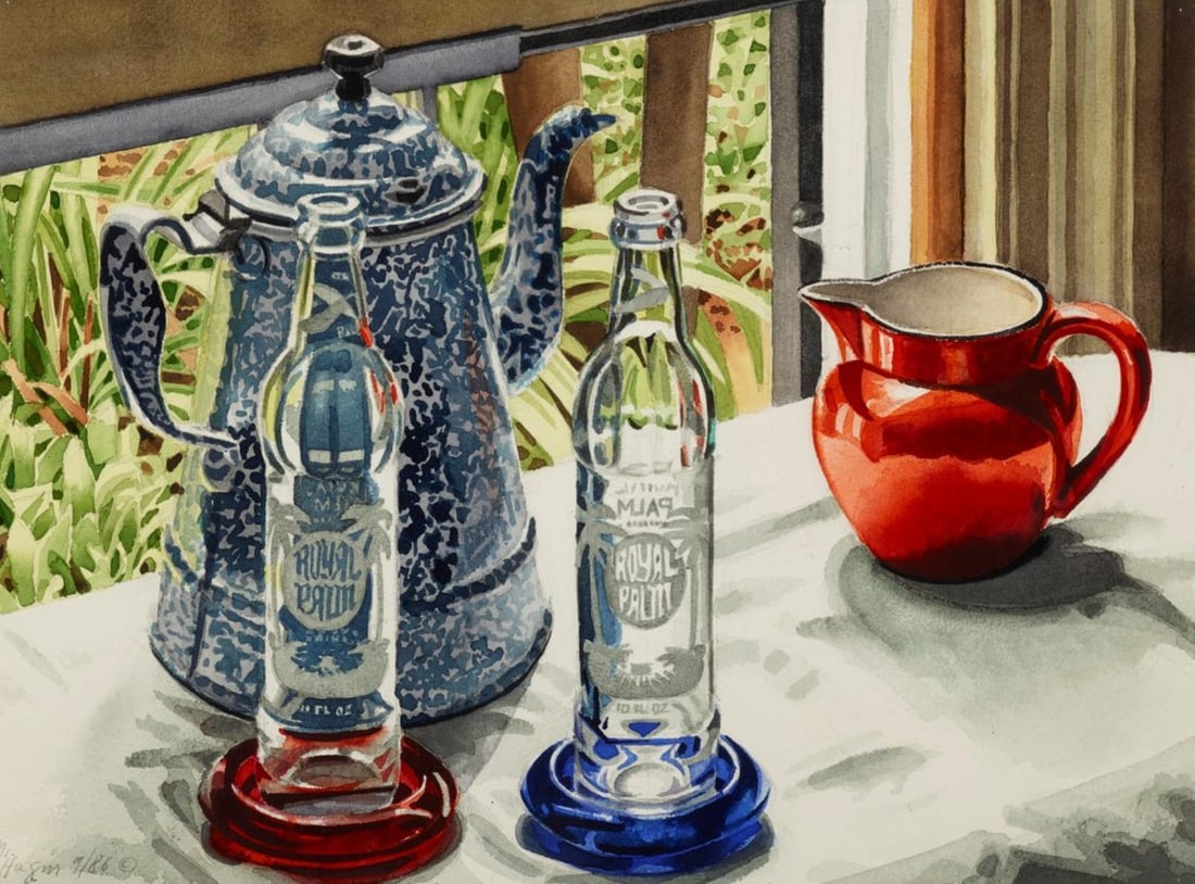 Nancy Hagin - Two Royal Palms: Artist: Nancy Hagin Title: Two Royal Palms Year: 1986 Dimensions: 14in. by 19in. Edition: Unique One of a Kind Artwork Medium: Watercolor on Paper Co