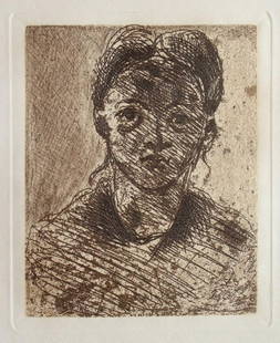 Paul Cezanne - Portrait of a Young Girl: Artist: Paul Cezanne Title: Portrait of a Young Girl Year: Plate created 1873 print executed in 1914 Dimensions: 9.5in. by 12.5in. Edition: From the rare limited edition Publis