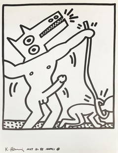 Keith Haring - Untitled XXV: Artist: Keith Haring Title: Untitled XXV Year: 1983 Dimensions: 12.5in. by 9.5in. Edition: From the rare limited edition Publisher: La Galerie de Poche
