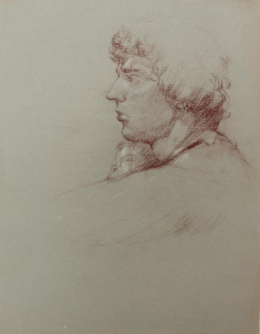 Bo Bartlett - Untitled Figure Study VI Double-sided Portrait: Artist: Bo Bartlett Title: Untitled Figure Study VI Double-sided Portrait Dimensions: 9 1/2in. by 12 1/2in. Edition: original work Medium: Original drawing on paper double sid