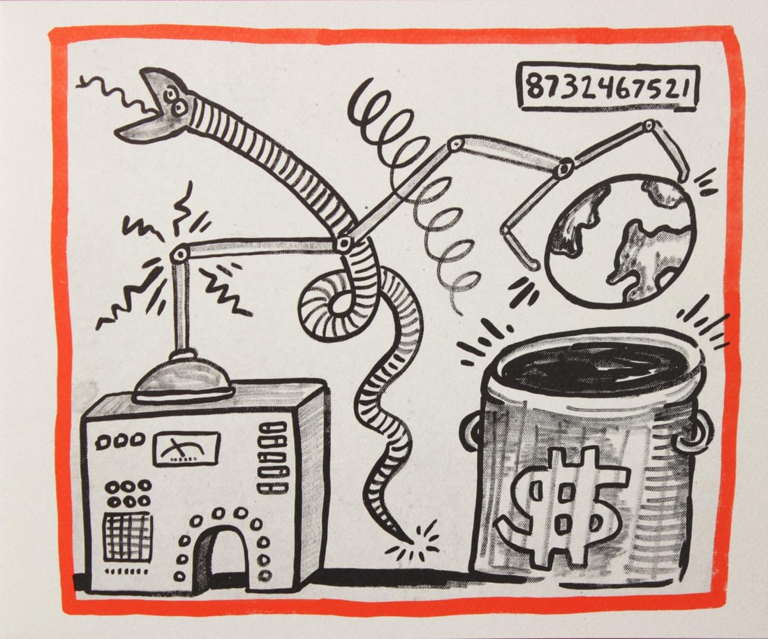 Keith Haring - Untitled: Artist: Keith Haring Title: Untitled Year: 1990 Dimensions: 8.75in. by 10.25in. Edition: From the rare limited edition of 500 Publisher: Bebert Publishing House Su