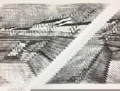 Bernard Buffet - Le Canal: Artist: Bernard Buffet Title: Le Canal Year: 1968 Dimensions: 21in. by 27in. Edition: Numbered from the limited edition of 125 Medium: Drypoint Etching