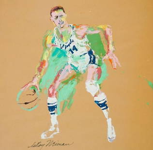 Leroy Neiman - Darrall Imhoff Los Angeles Lakers: Artist: Leroy NeimanTitle: Darrall Imhoff Los Angeles LakersYear: c. 1921-2012Dimensions: 17 3/4in. by 17 1/4in.Edition: Unique original one of a kind artworkMedium: Original mixed media on