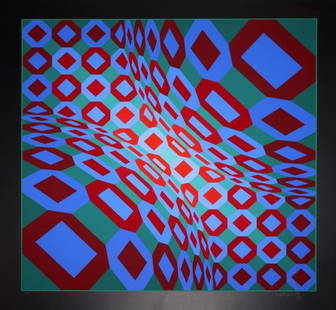 Victor Vasarely - Viva: Artist: Victor VasarelyTitle: VivaDimensions: 30 1/2in. by 30 1/2in.Edition: From the rare limited edition of 250Medium: Original screenprint in colors on wove paperCondition: ExcellentSignature
