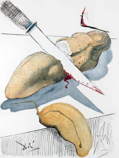 Salvador Dali - Cut Cucumber: Artist: Salvador DaliTitle: Cut CucumberYear: 1967Dimensions: 14.75in. by 11in.Edition: 90 from the limited edition of 390Publisher: Au Cercle du livre precieux ParisSuite: CasanovaMedium: Original