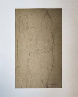 Amedeo Modigliani - Untitled portrait of a Man with a Woman (After): Artist: Amedeo Modigliani Title: Untitled portrait of a Man with a Woman Year: 1959 Dimensions: 22.25in. by 17.75in. Edition: From the rare limited edition 750 Publ