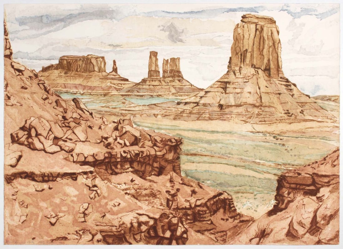 Philip Pearlstein - Monument Valley: Artist: Philip Pearlstein Title: Monument Valley Year: 1981 Dimensions: 40 1/2in. by 28 3/4in. Edition: From the Rare Limited Edition Publisher: Brooke Alexande