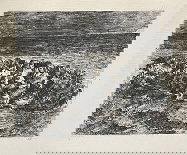 Eugene Delacroix - La Barque De Don Juan: Artist: Eugene Delacroix Title: La Barque De Don Juan Year: 1873 Dimensions: 11 3/4in. by 8in. Edition: From the rare limited edition Medium: Original engraving