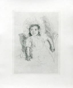 Mary Cassatt - Margot Wearing a Bonnet (No. 3): Artist: Mary Cassatt Title: Margot Wearing a Bonnet (No. 3) Year: 1902 Dimensions: 9in. by 6in. Edition: From the rare limited edition Medium: Original dry point etching on