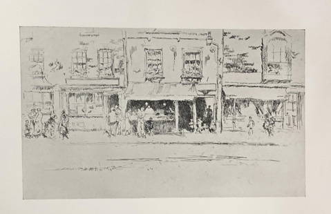 James McNeill Whistler (After) - The Fish Shop Busy Chelsea: Artist: James McNeill Whistler (After) Title: The Fish Shop Busy Chelsea Year: 1922 Dimensions: 14 3/4in. by 11 1/4in. Edition: From the Rare Limited Edition of 200
