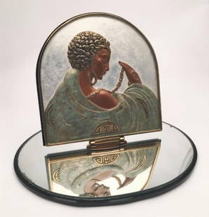 Erte - Sophistication Bas-relief Bronze Table Mirror: Artist: Erte Title: Sophistication Bas-relief Bronze Table Mirror Year: 1991 Dimensions: 17.5in. by 12in. Edition: from the limited edition of 395 Publisher: RK